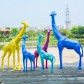 Art Decoration life size resin animal sculpture geometric fiberglass giraffe statue
